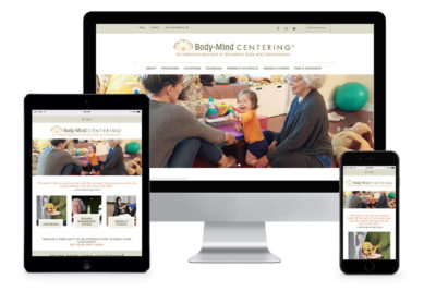 Custom responsive Wordpress theme designed by Ajitate Design for Body-Mind Centering.