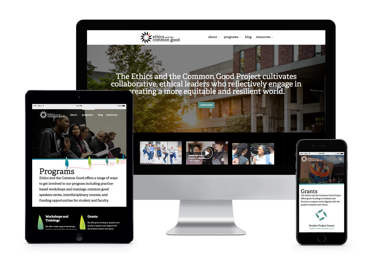 Ajitate Design Custom Responsive WordPress Theme for Ethics and the Common Good Project